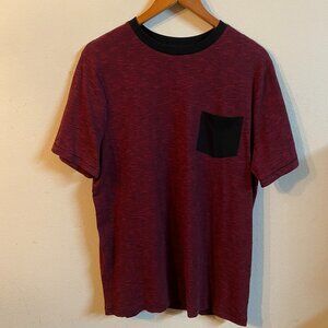 HAWK LARGE BURGUNDY POCKET T-SHIRT